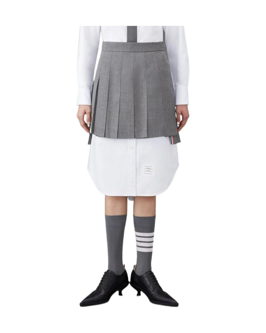 Thom Browne Gray Pleated Mini Skirt
