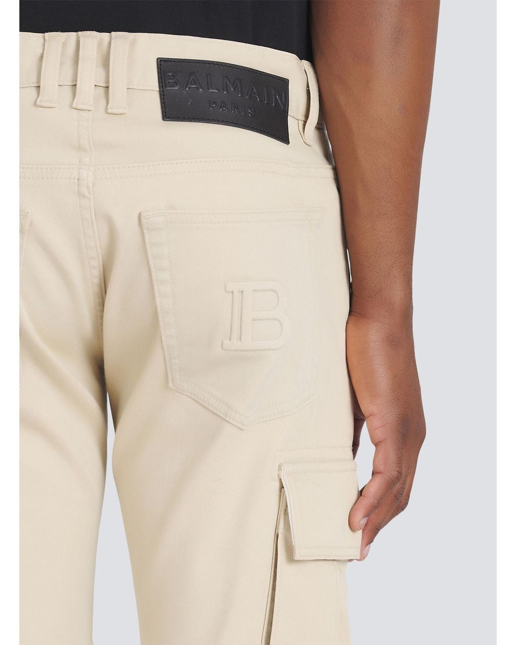 Balmain Natural Cotton Cargo Trousers for men