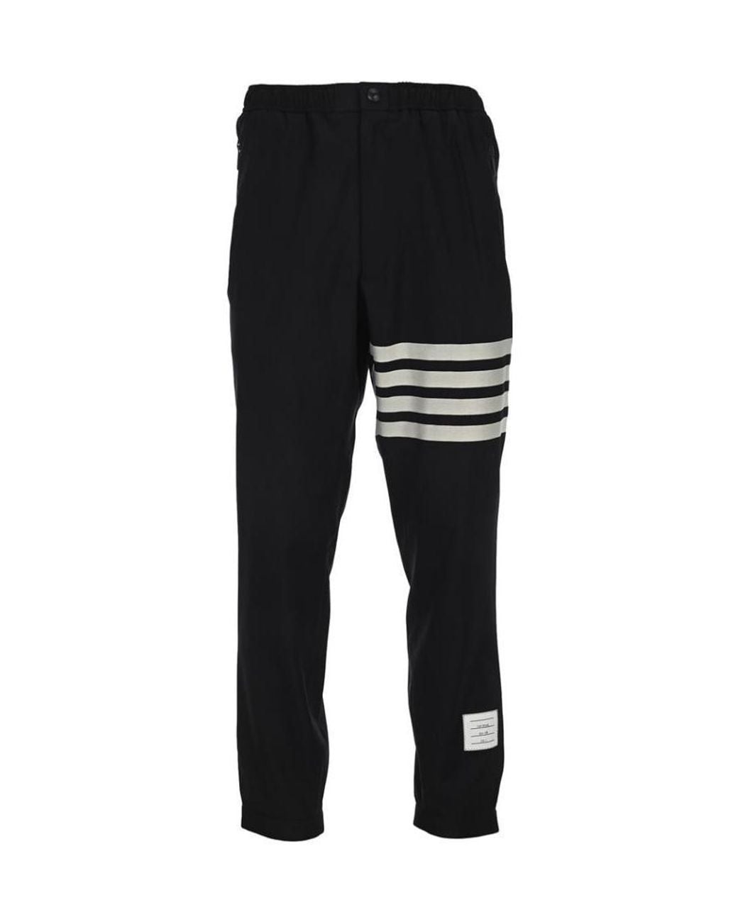 Thom Browne Black Plain Weave Suiting Track Pants for men
