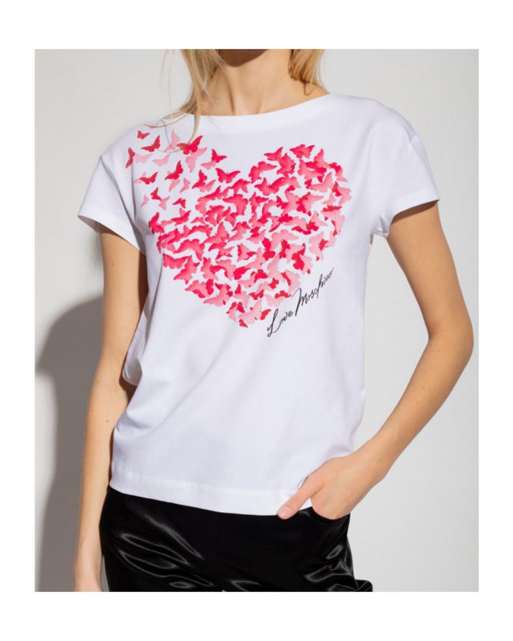 Moschino White Pattern Printed Short-Sleeved T-Shirt