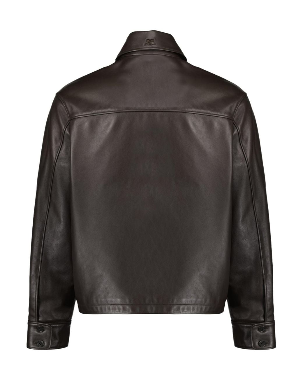 Courreges Black Double-Pocket Lapel Leather Jacket for men