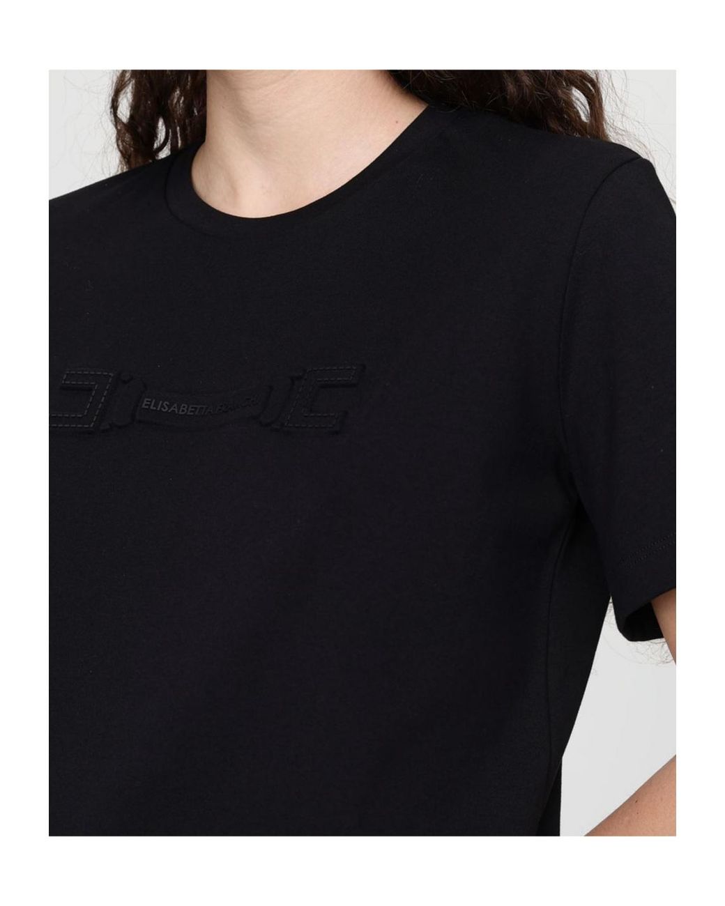 Elisabetta Franchi Black Loose Fit Crewneck T-Shirt