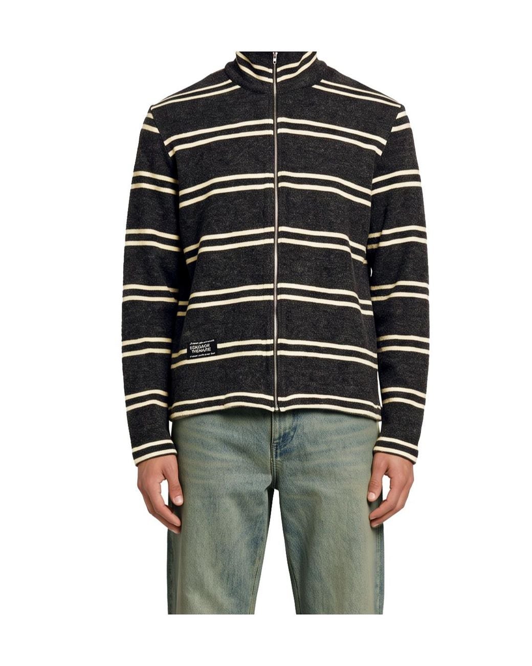 Song For The Mute Gray Striped Zip-Up Cardigan for men