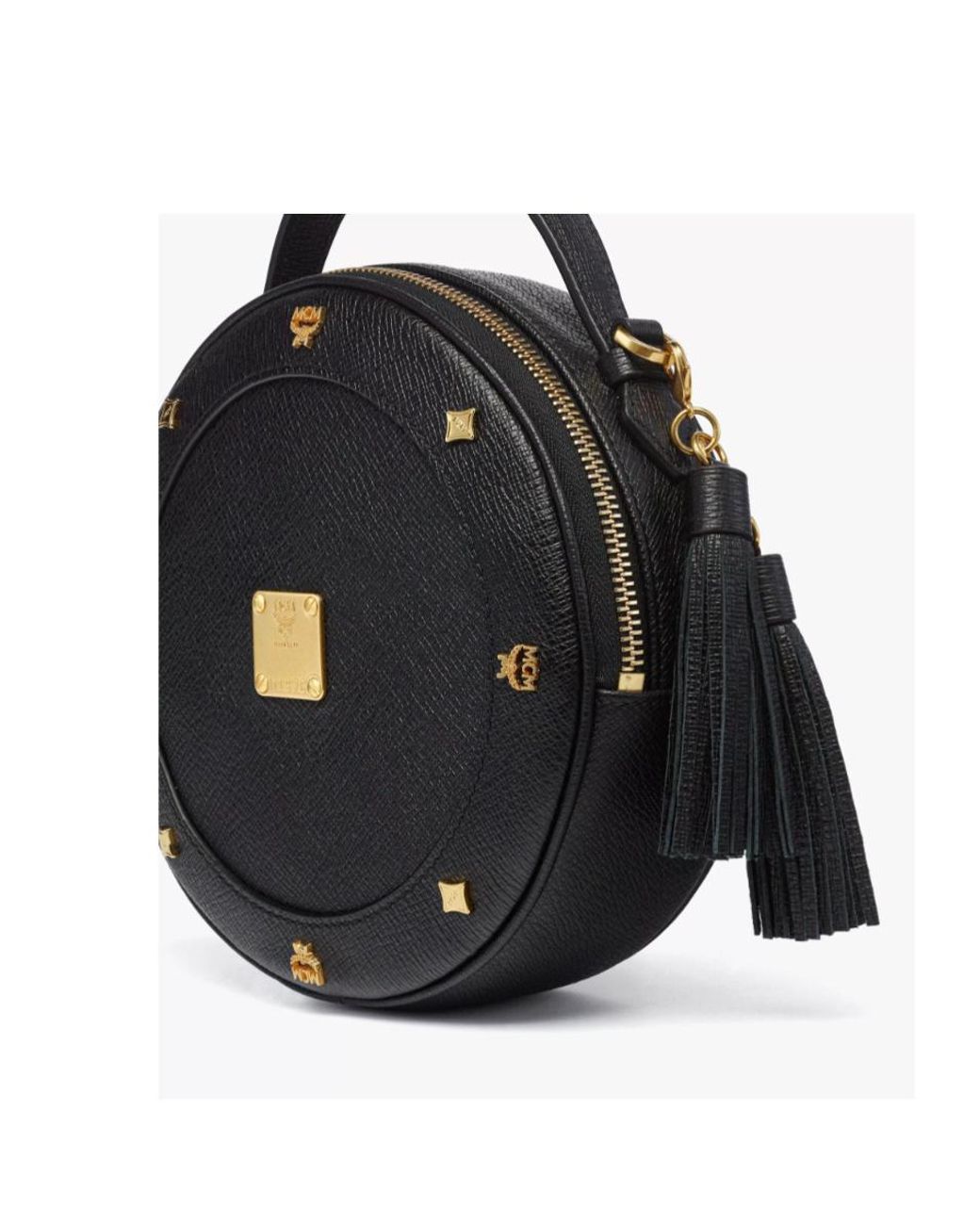 MCM Black Pina Studded Shoulder Bag