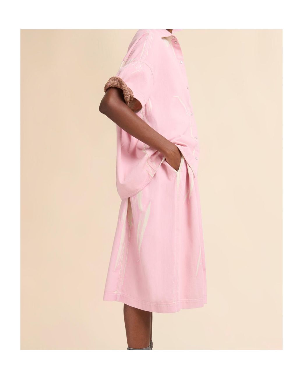 Marni Pink Printed Denim Short Sleeve Shirt