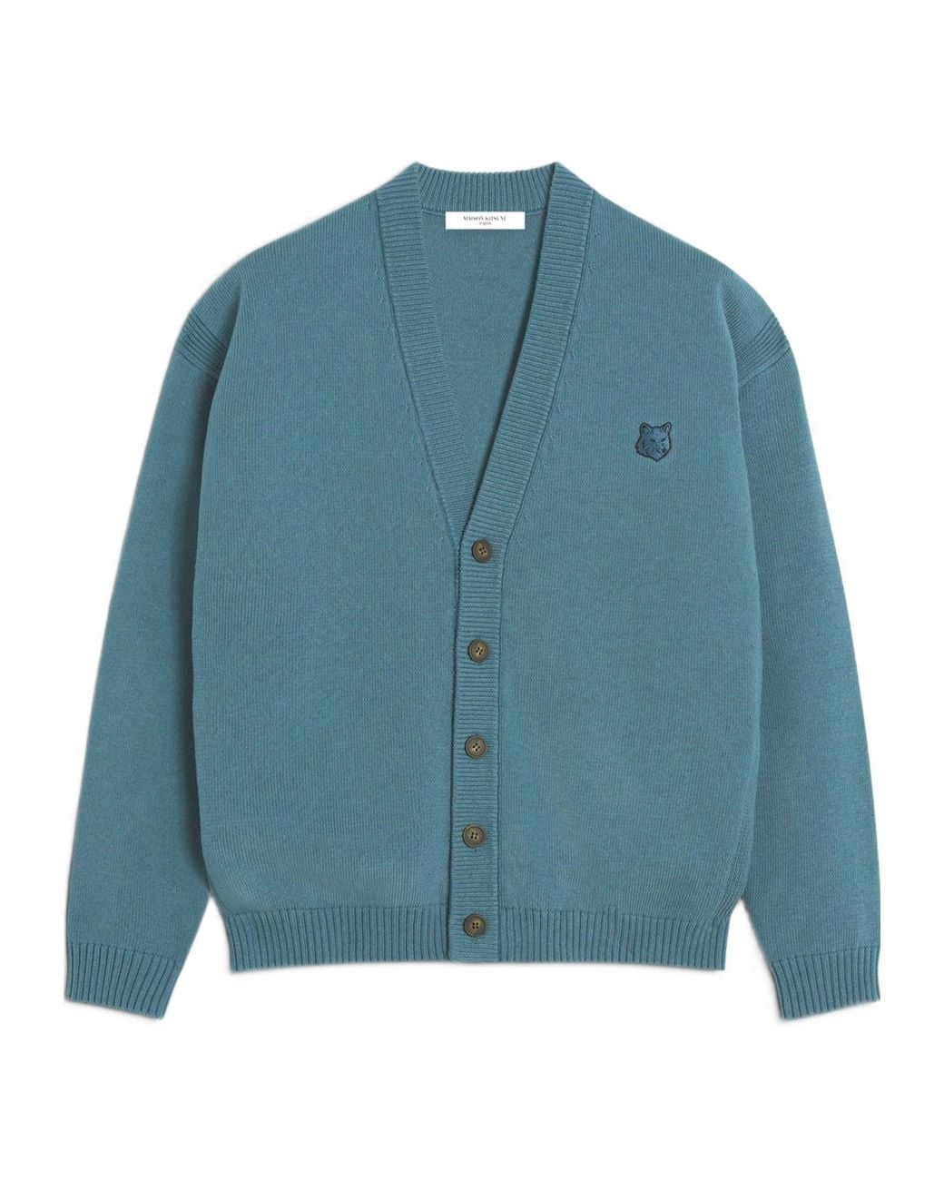 Maison Kitsuné Blue Bold Fox Head-Patch Cardigan for men