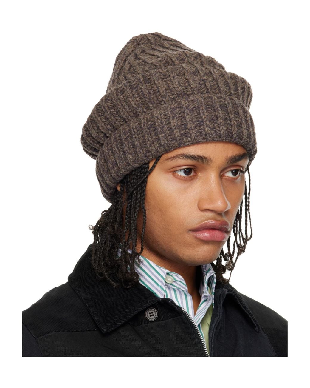 Maison Margiela Brown Knitted Beanie for men
