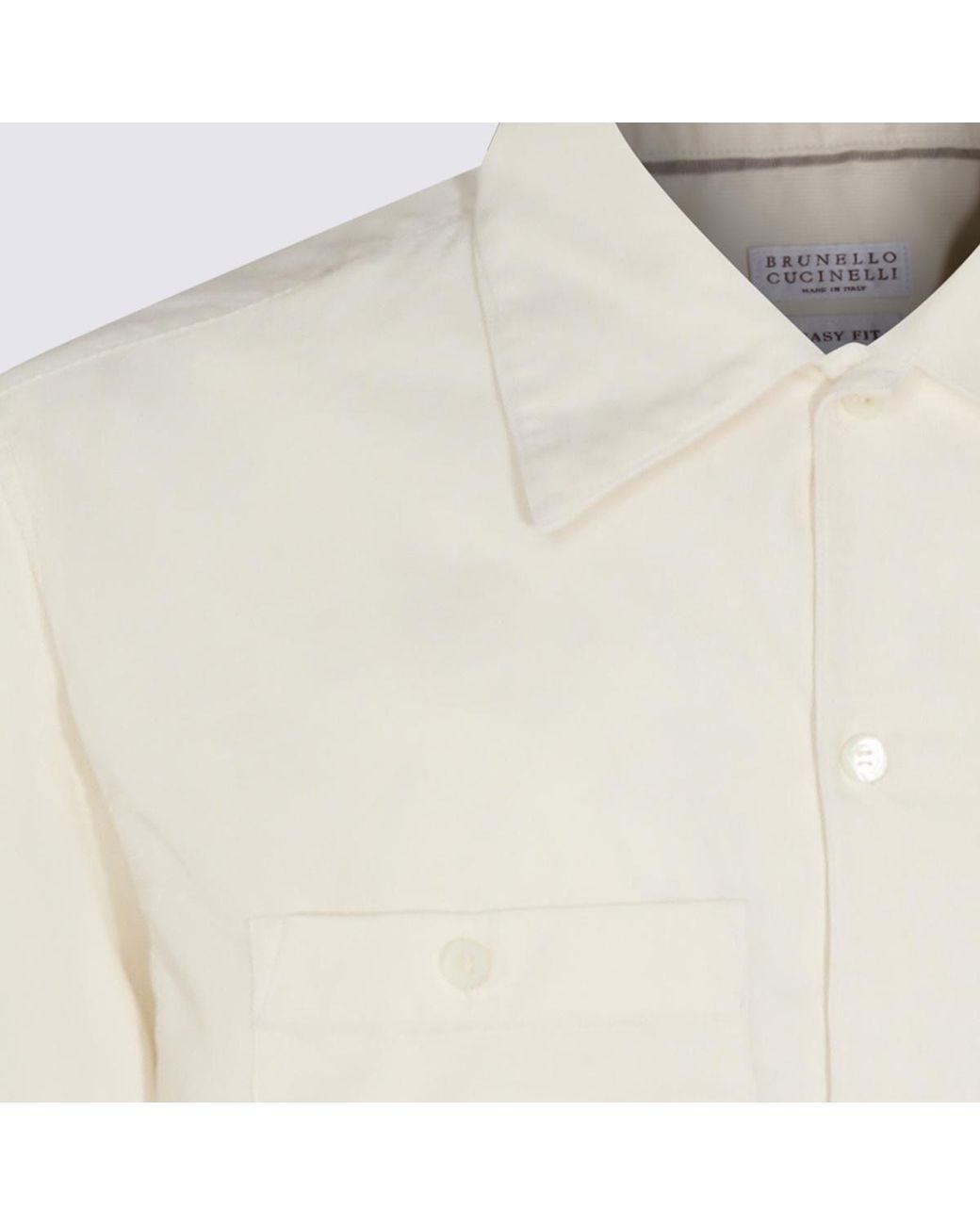 Brunello Cucinelli White Long Sleeved Button-Up Shirt for men