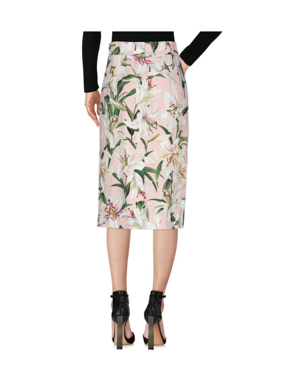 Dolce & Gabbana White Floral Print Midi Skirt