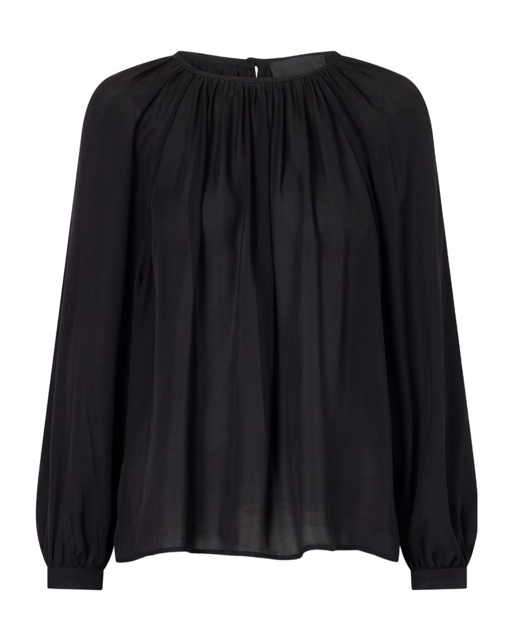 Nili Lotan Black Gathered Silk-Chiffon Blouse