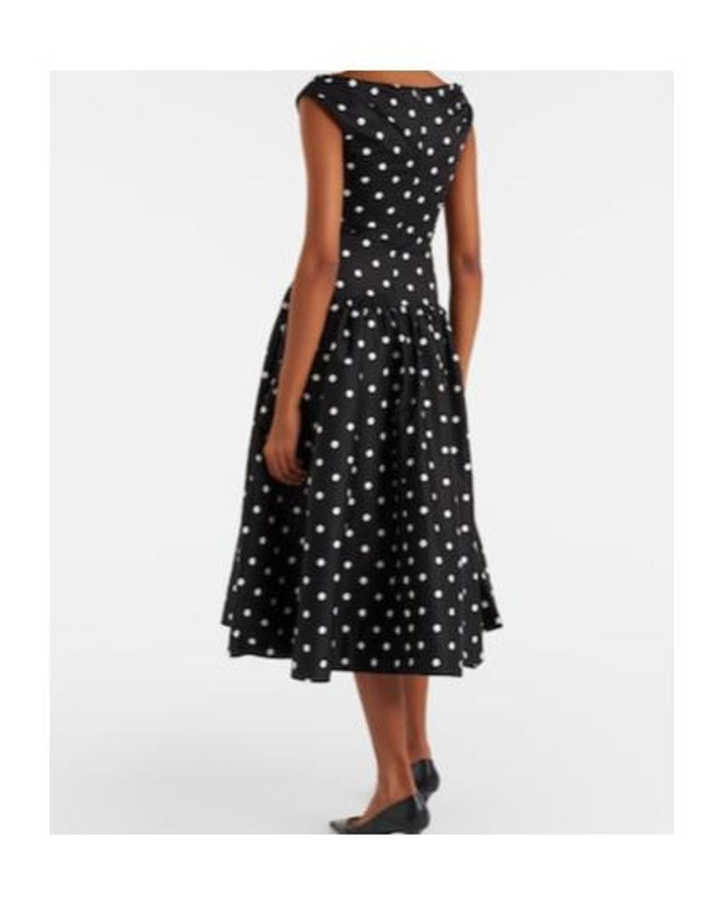 Self-Portrait Black Polka-Dot Off-Shoulder Cotton Midi Dress