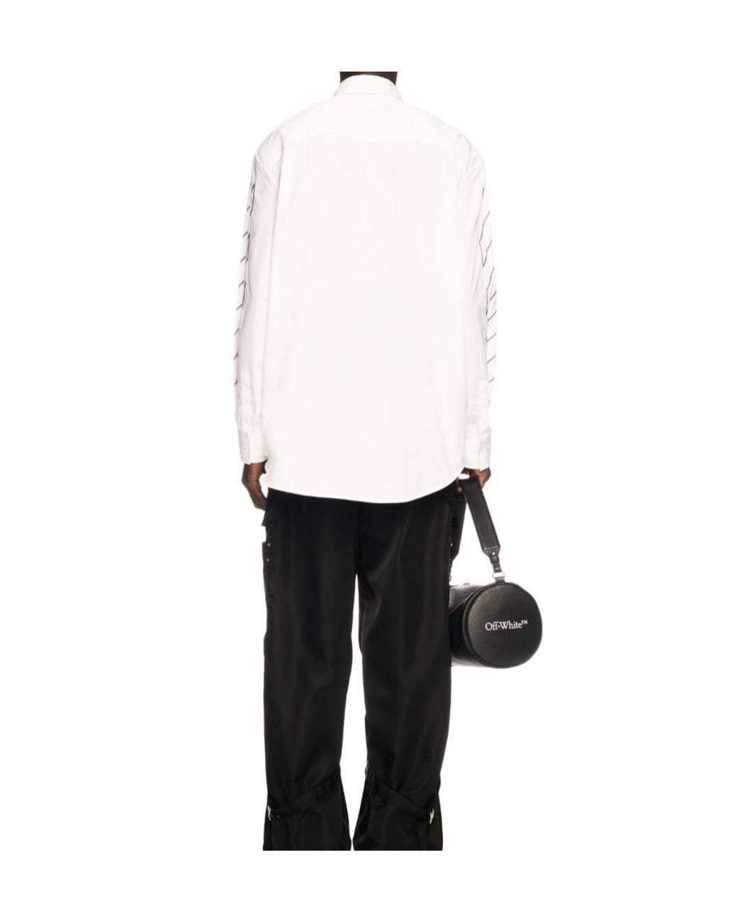 Off-White c/o Virgil Abloh White Logo Embroidered Long Sleeved Overshirt for men