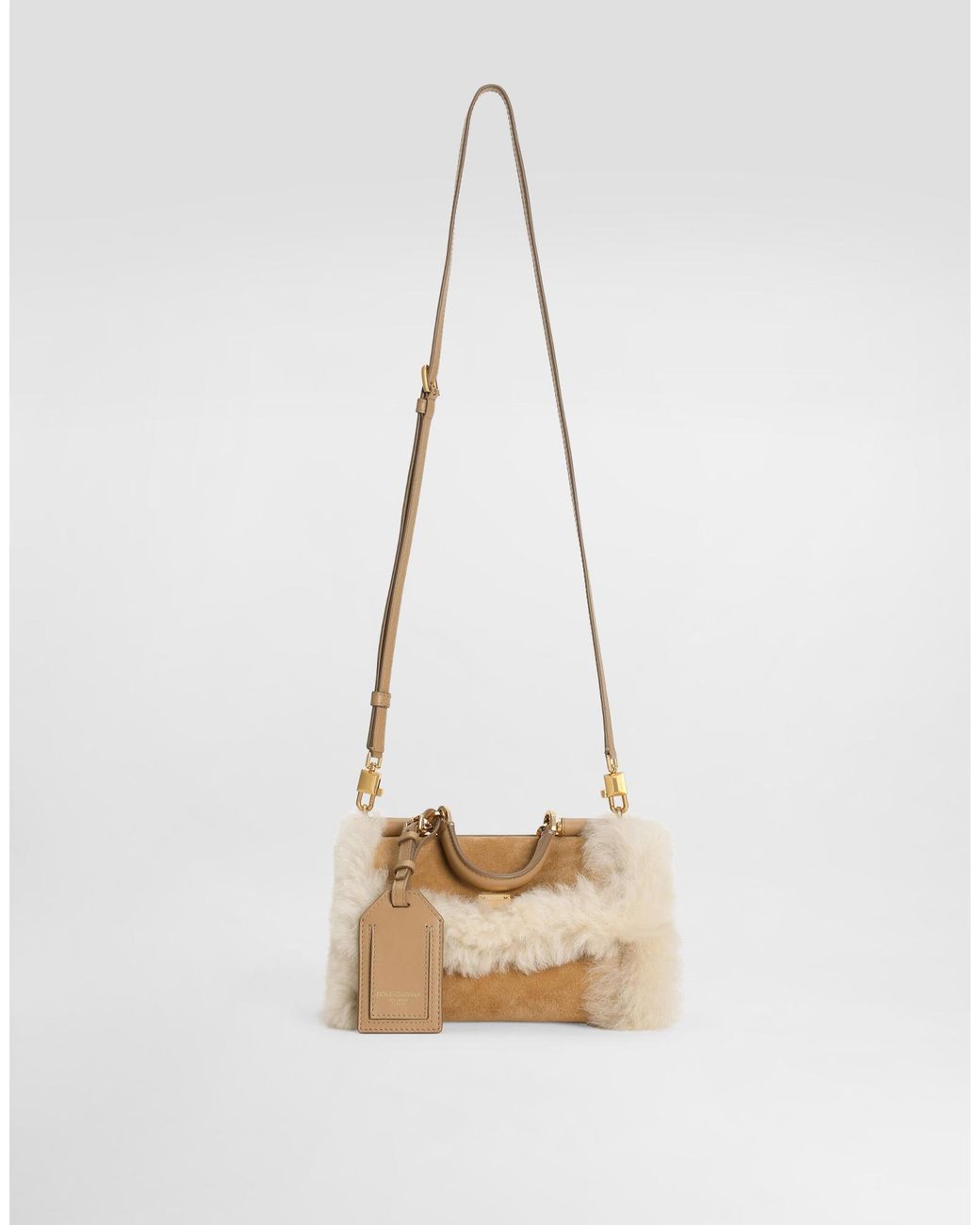 Dolce & Gabbana Natural My Sicily Shearling Tote Bag