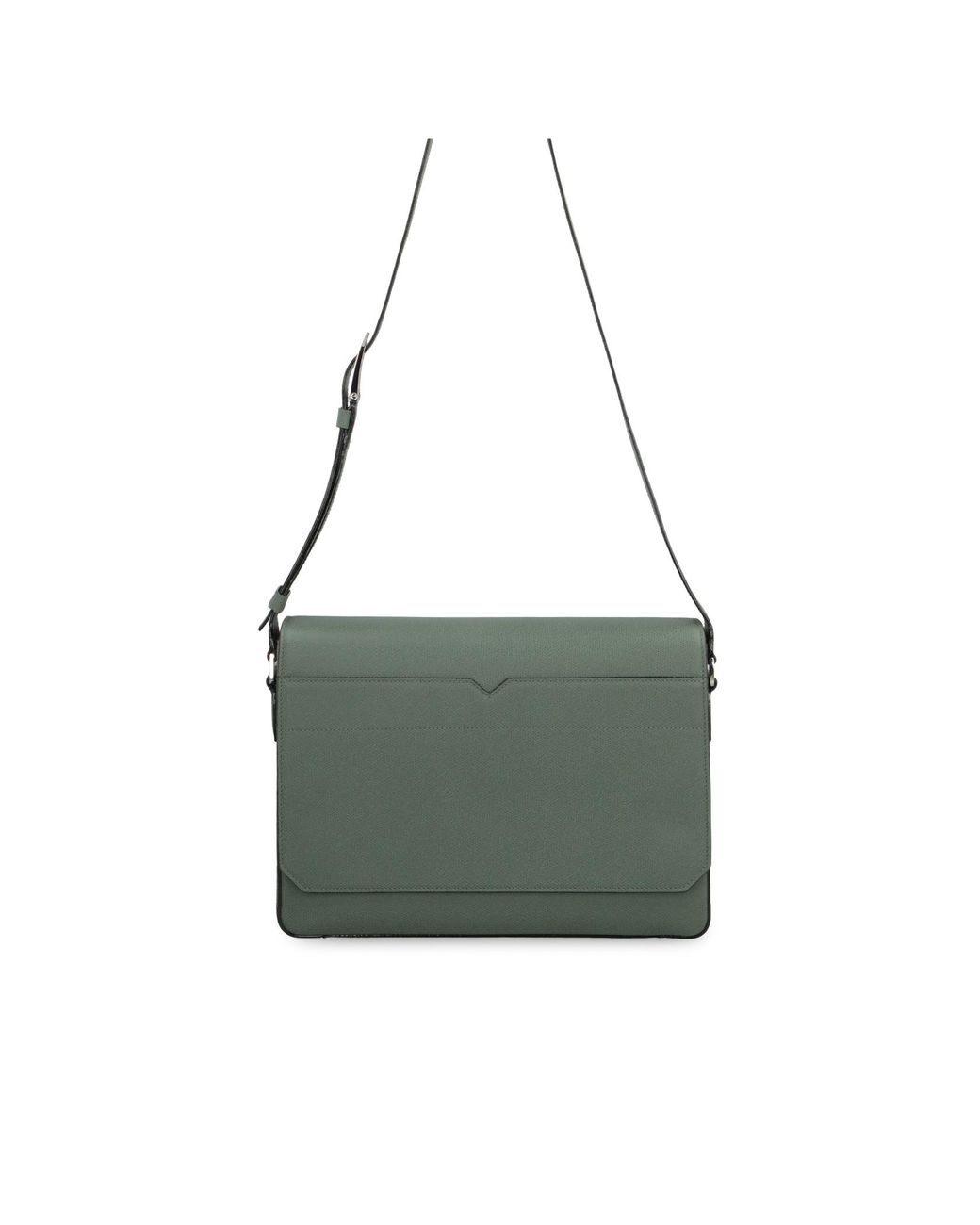 Valextra Green V-Line Foldover-Top Messenger Bag for men