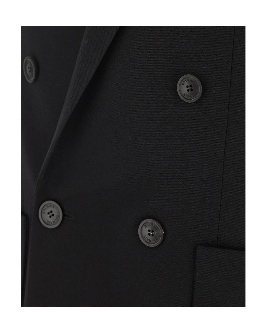 Balmain Black Double-Breasted Blazer for men