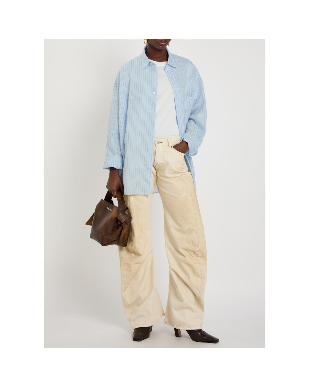 Acne Blue Simple Tencel Shirt