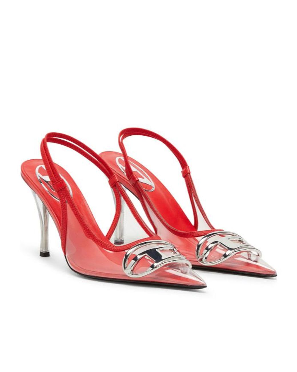 DIESEL Pink D-Venus-Leather-Trim Transparent Slingback Pumps