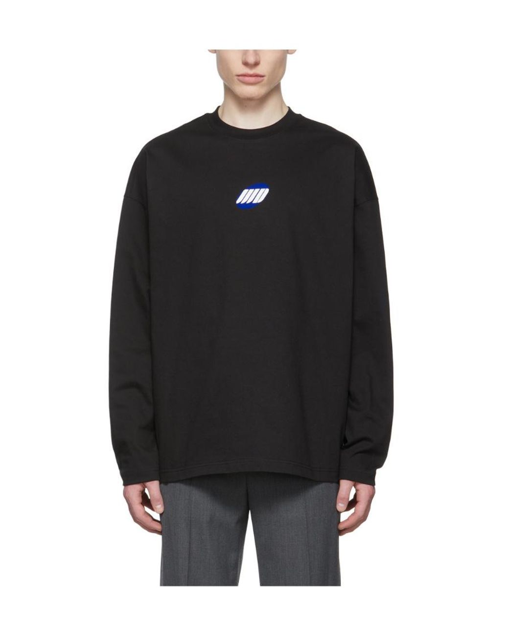 we11done Black Logo-Print Cotton Sweater for men