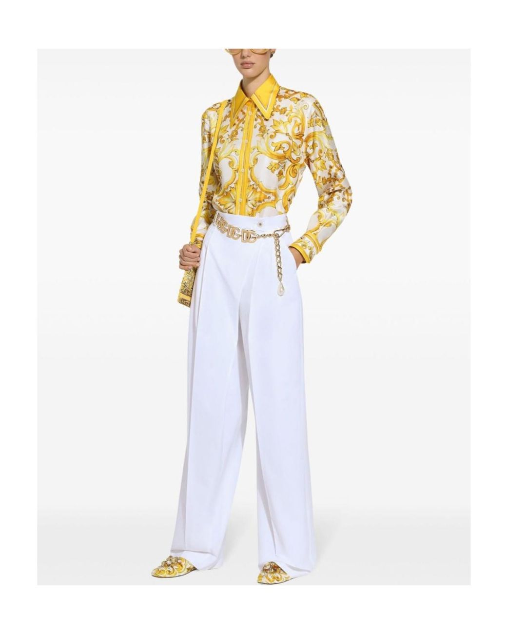 Dolce & Gabbana White Flared Poplin Pants