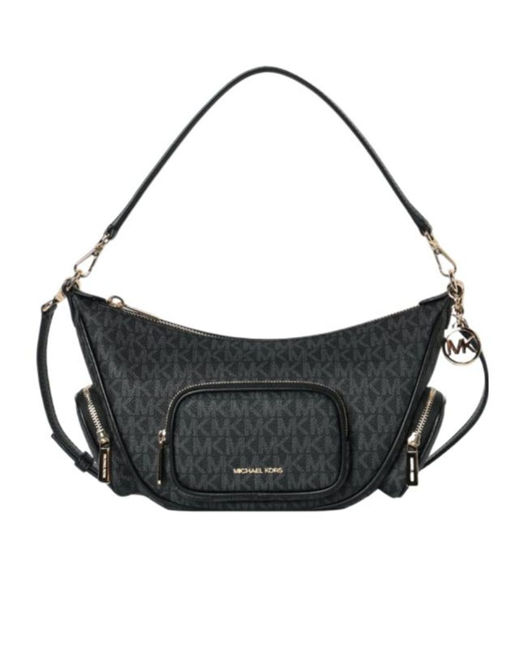 Michael Kors Black Merritt Small Signature Logo Convertible Shoulder Bag