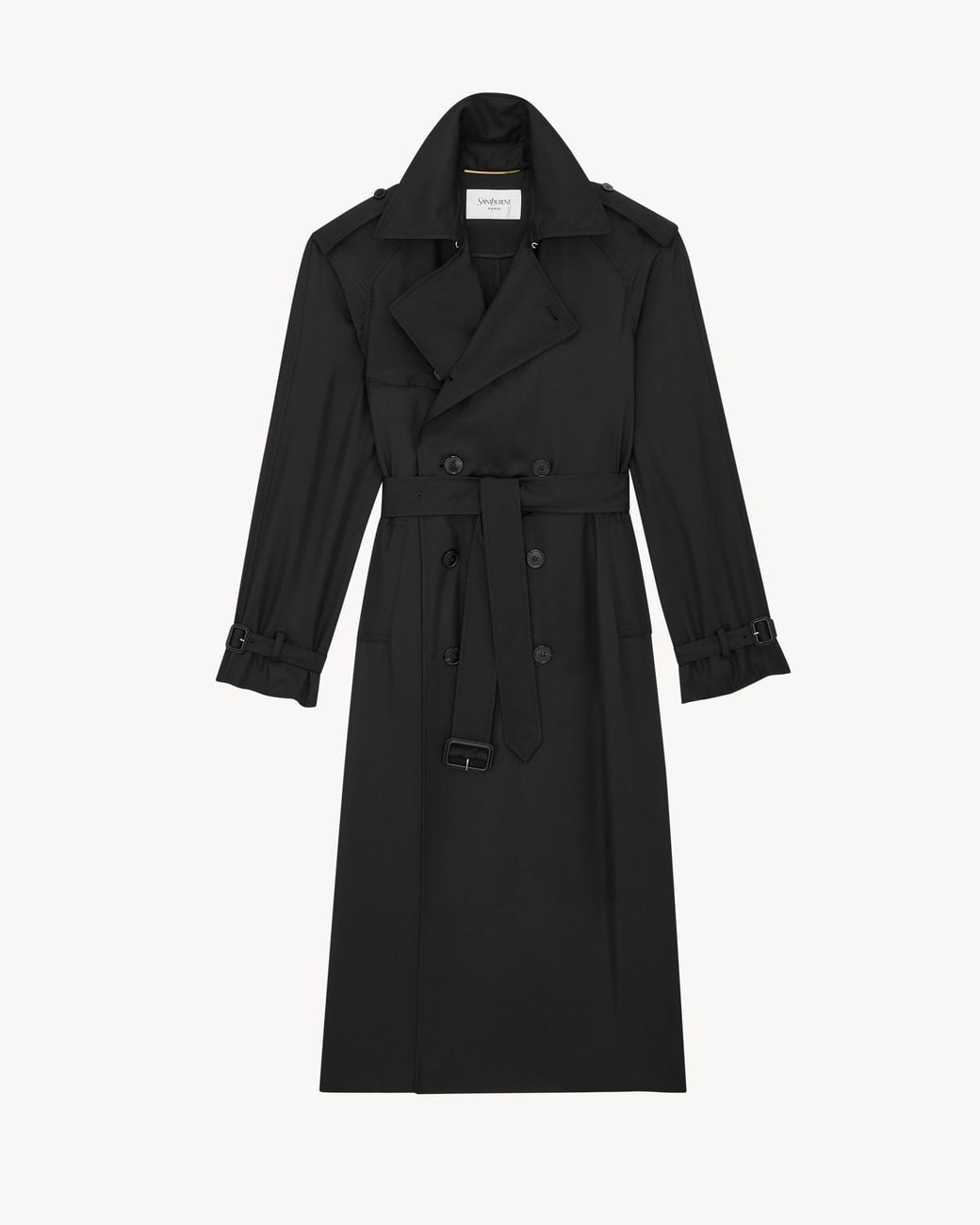 Saint Laurent Black Silk Trench Coat