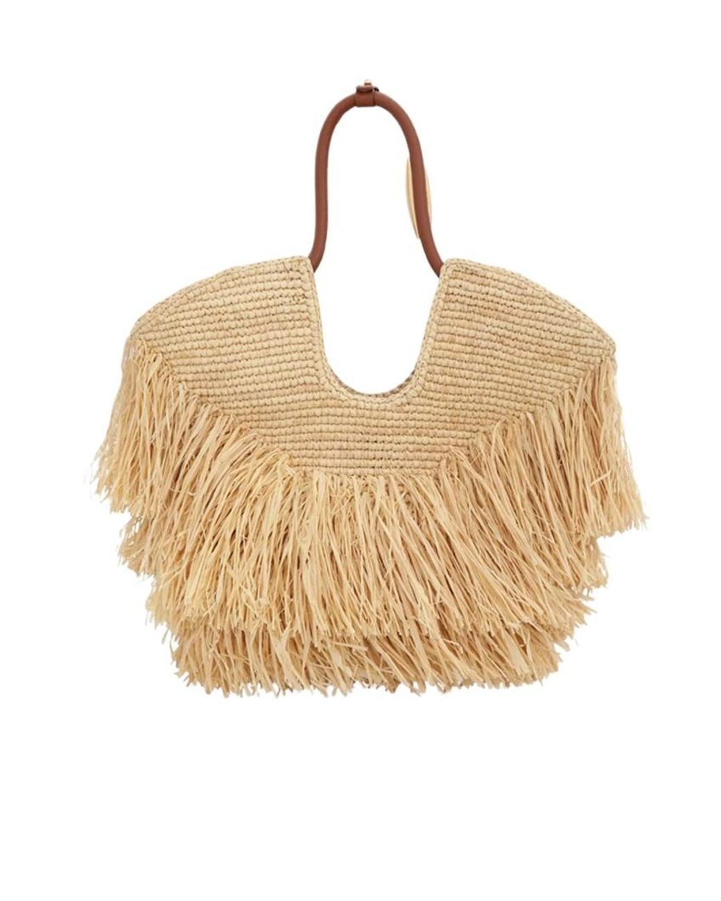 Zimmermann Natural Interwovened Fringed Top Handle Bag