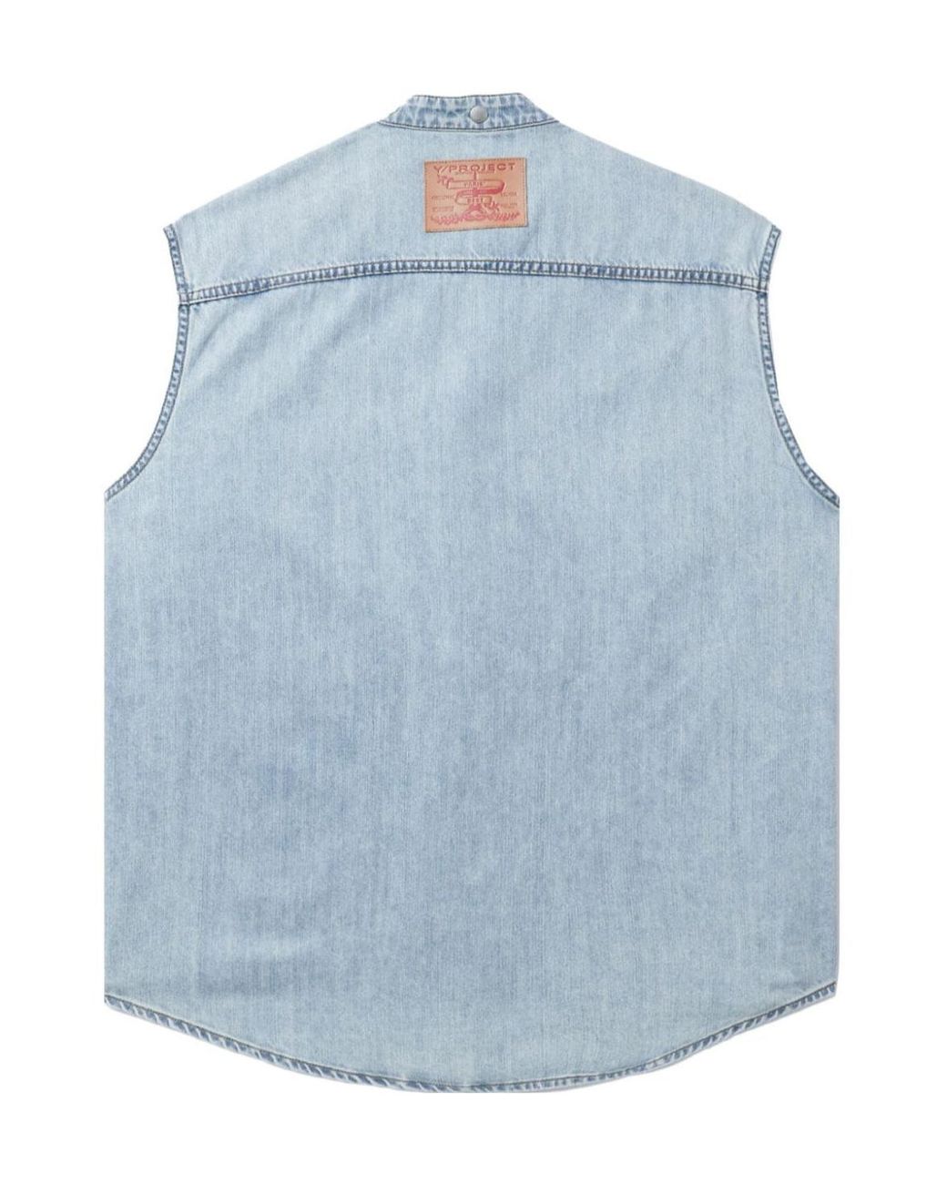 Y. Project Blue Decal Denim Vest