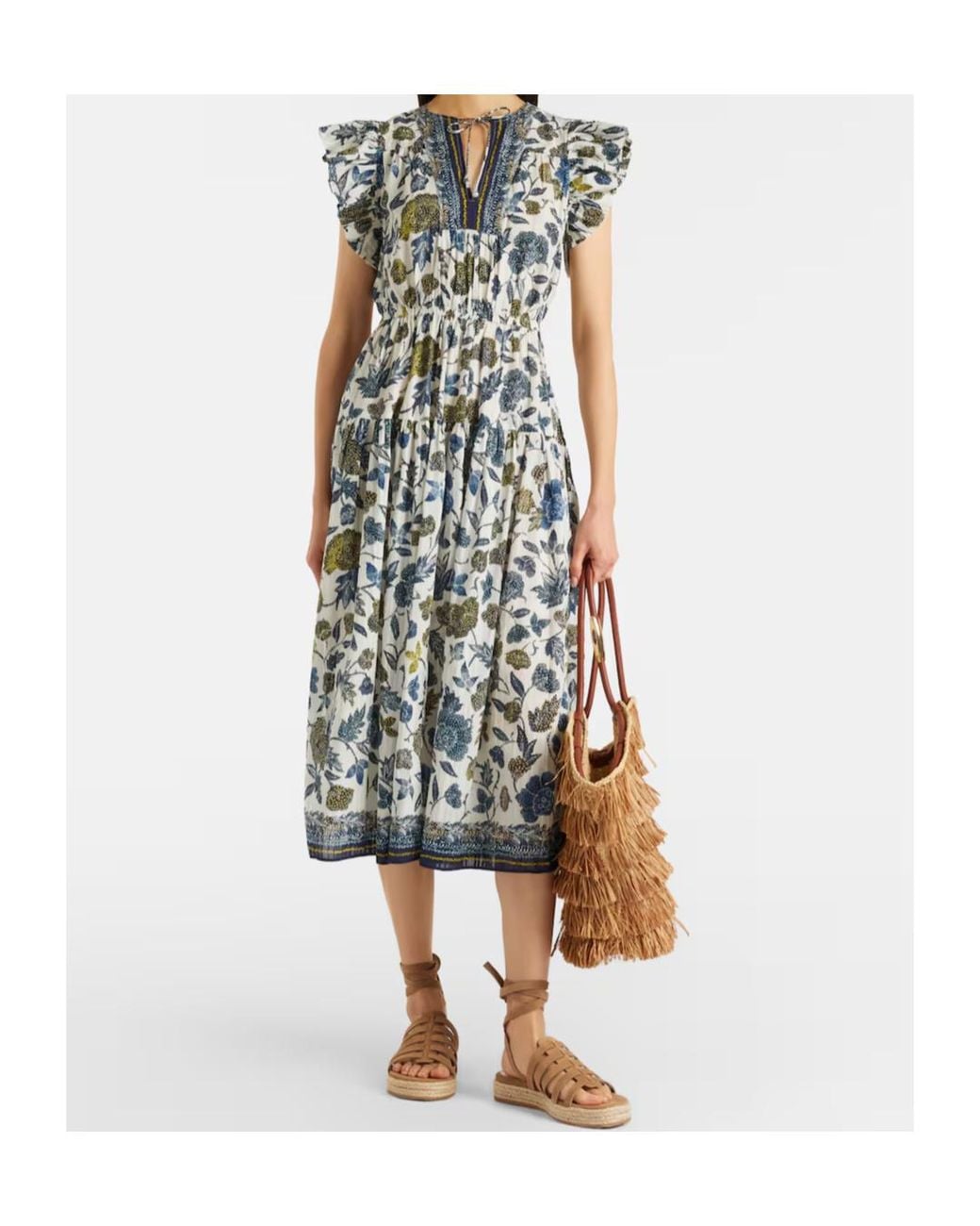 Ulla Johnson Multicolor Kairi Gathered Cotton-Blend Midi Dress