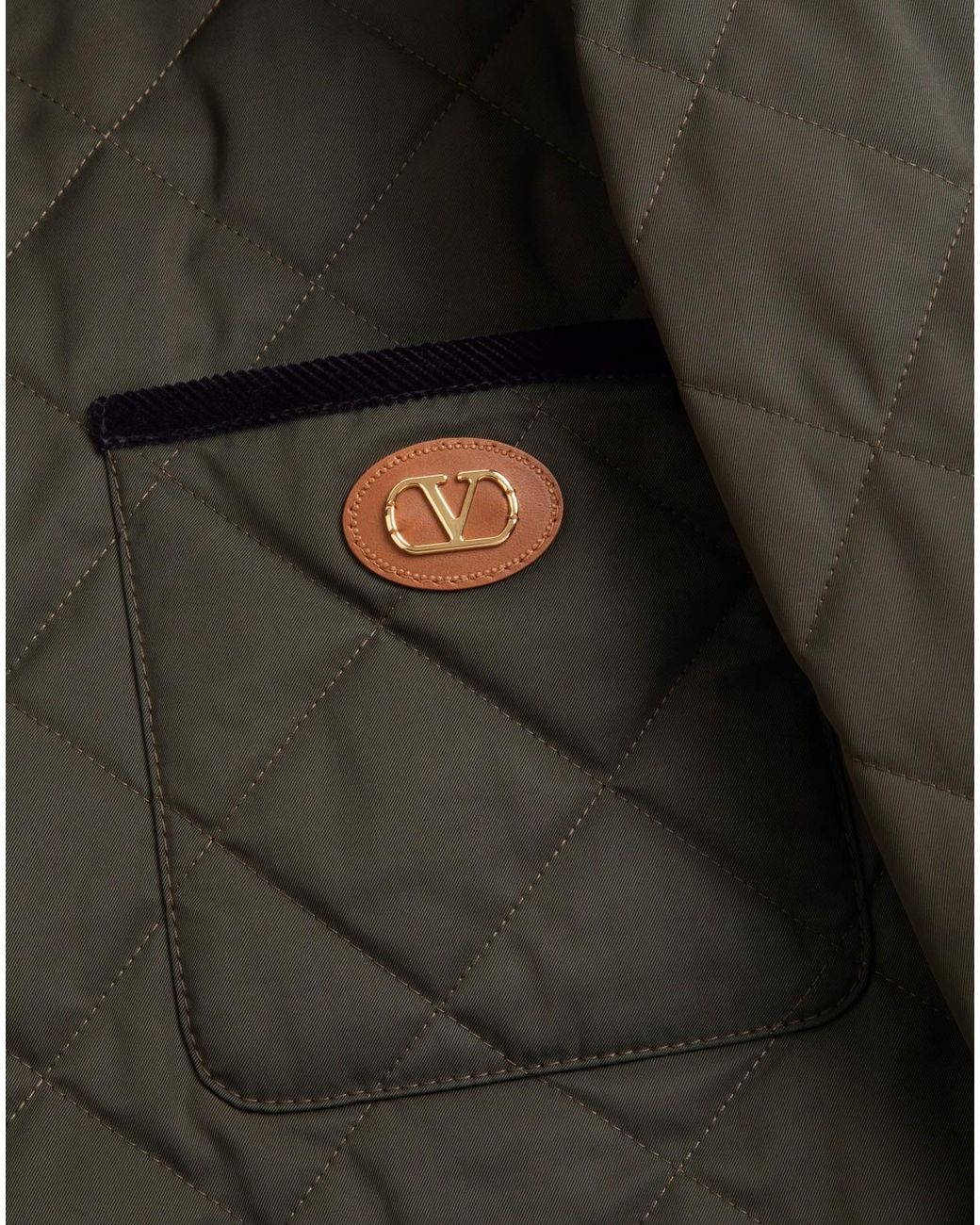Valentino Brown ヴァレンティノ Vロゴパッチ ボタンアップ ジャケット for men