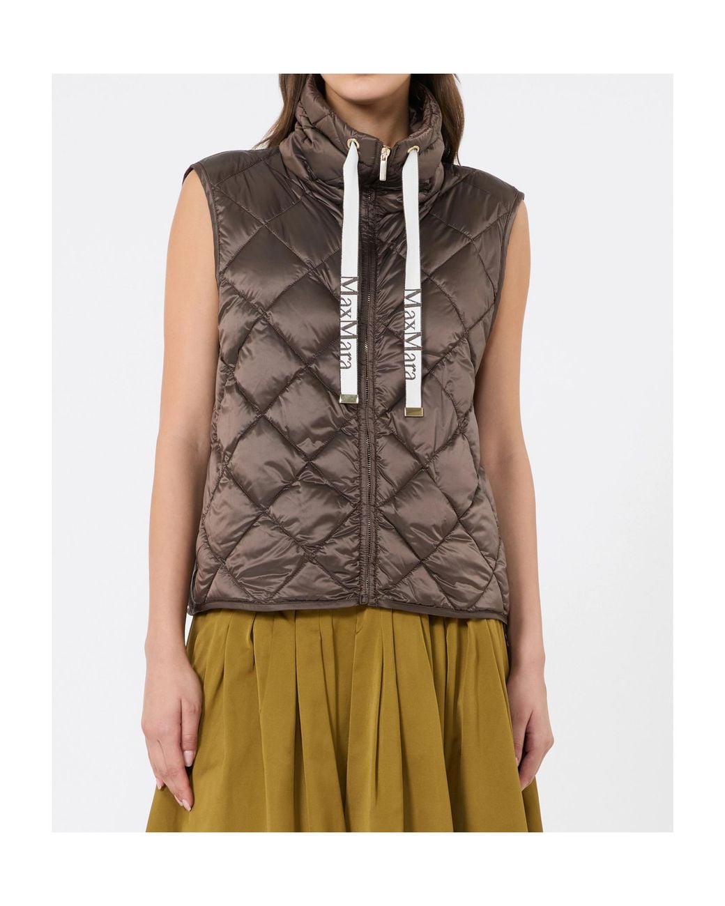 Max Mara Brown Quilted Turtleneck Gilet