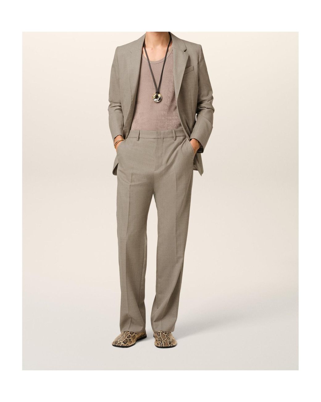 AMI Gray Ami Straight Tailored Trousers for men