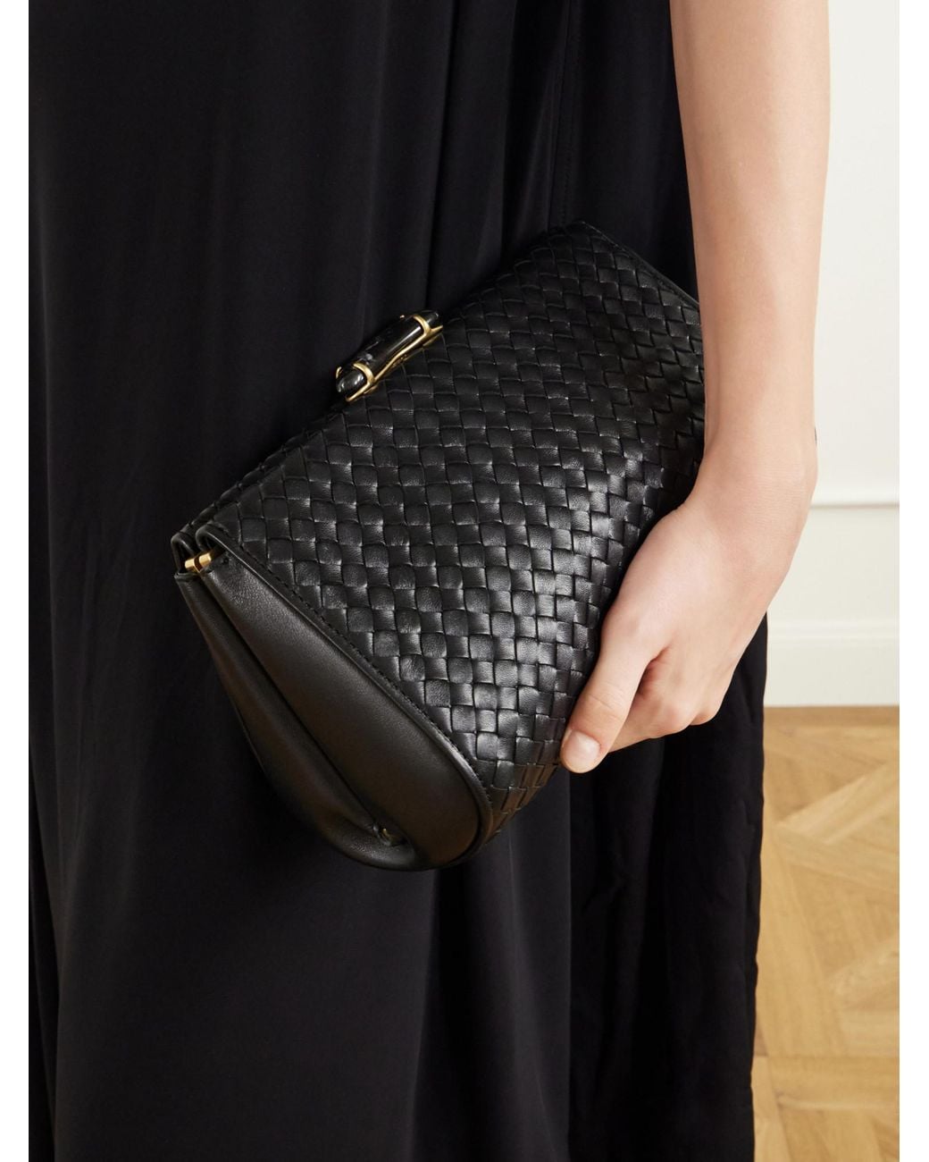 Bottega Veneta Black Intrecciato Clutch