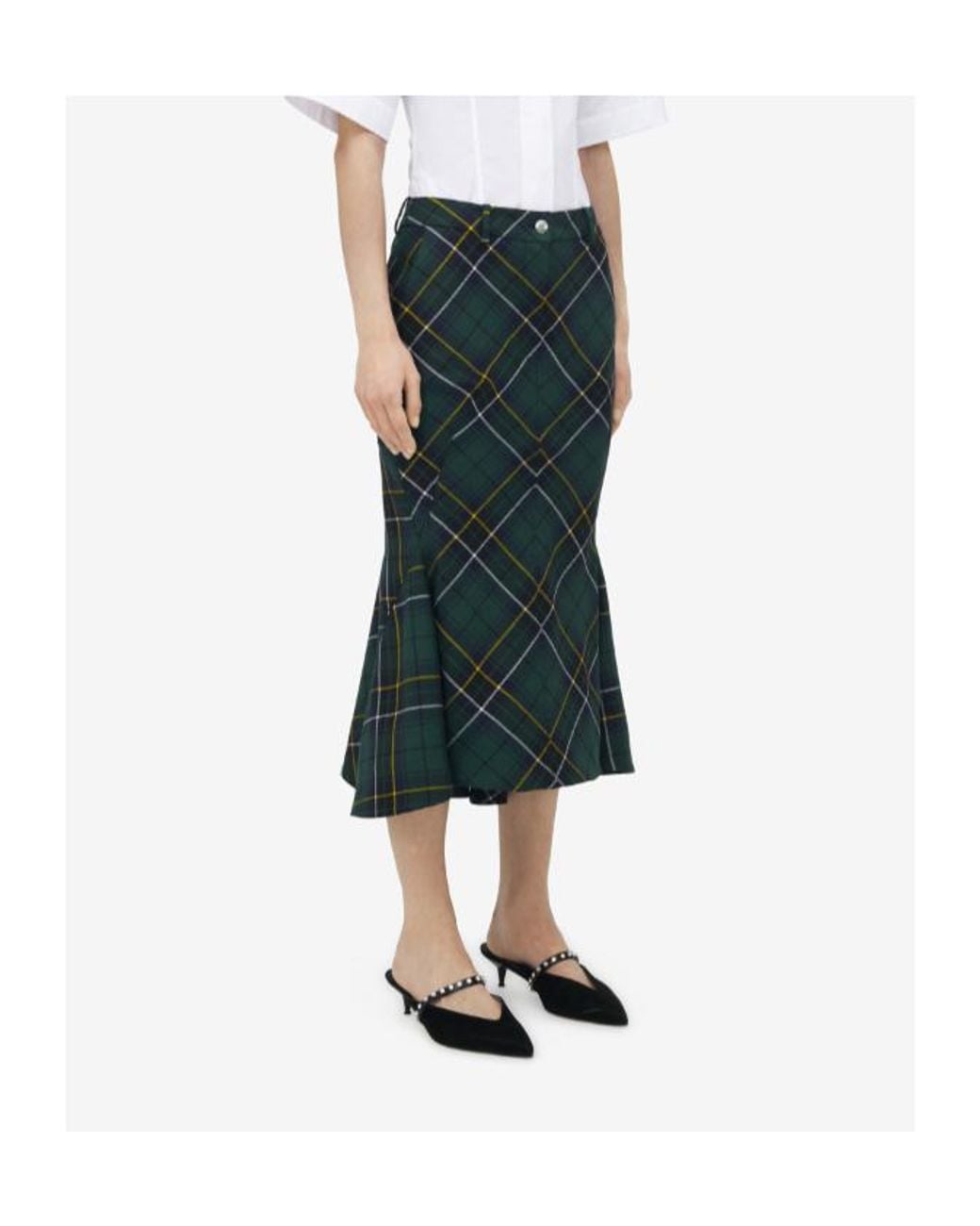 McQueen Green Kickback Tartan Skirt