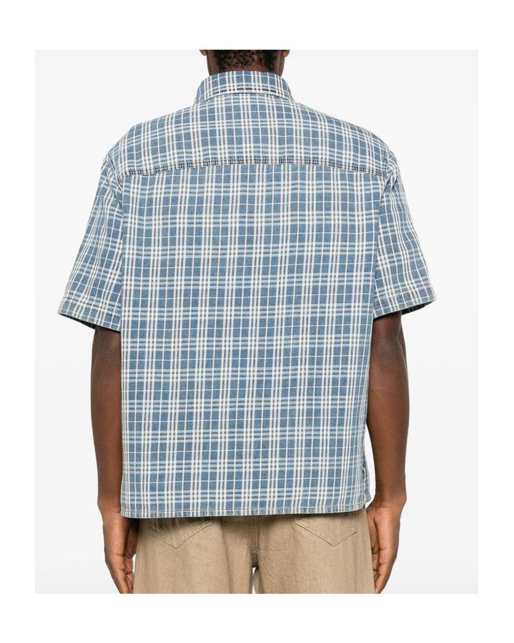 Burberry Blue Checked Button-Up Shirt for men