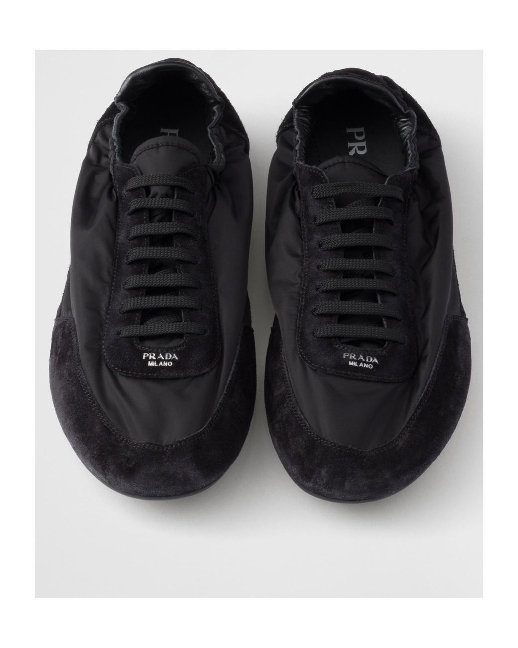 Prada Black Collapse Lace-Up Sneakers