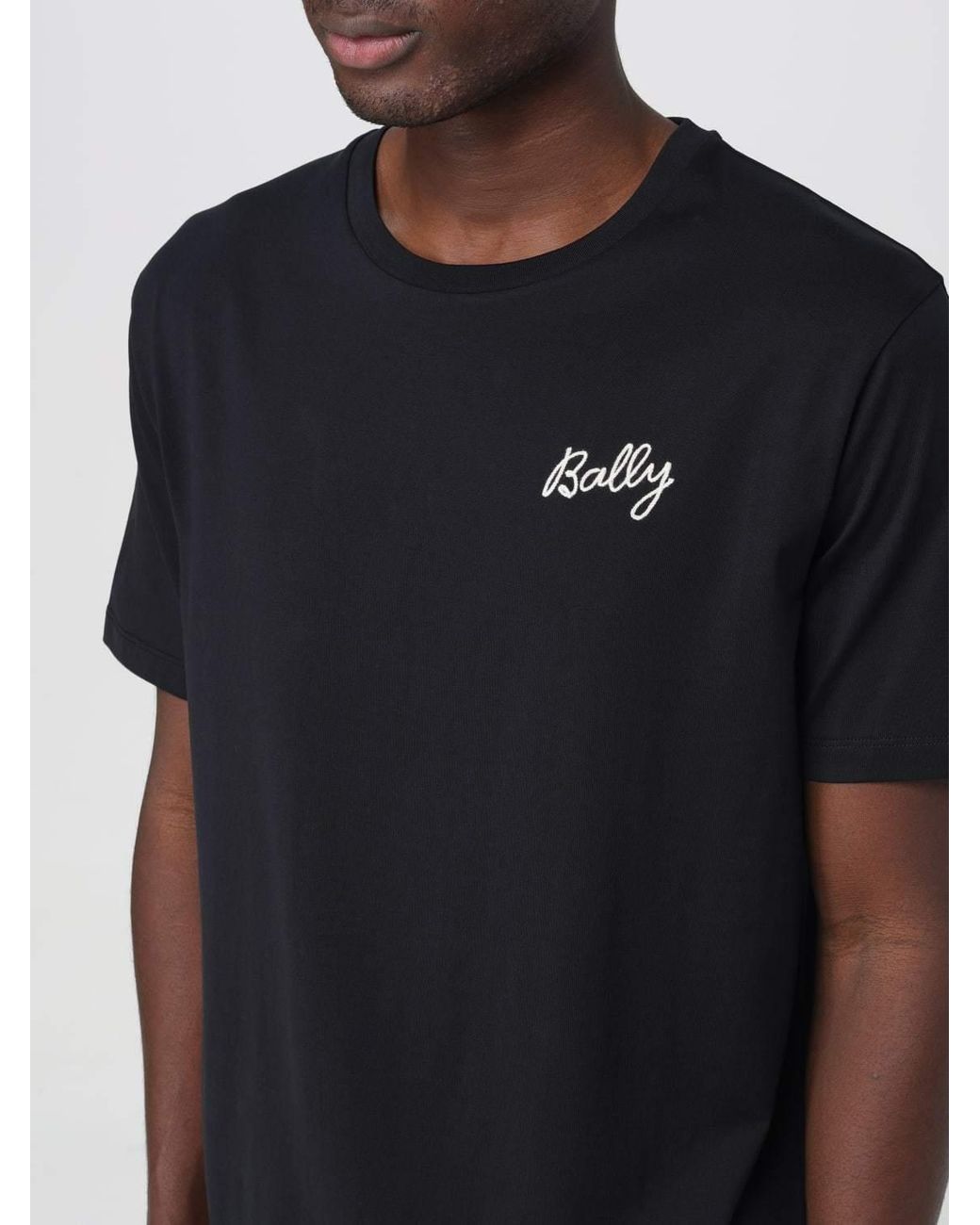 Bally Black Logo Embroidered Crewneck T-Shirt for men