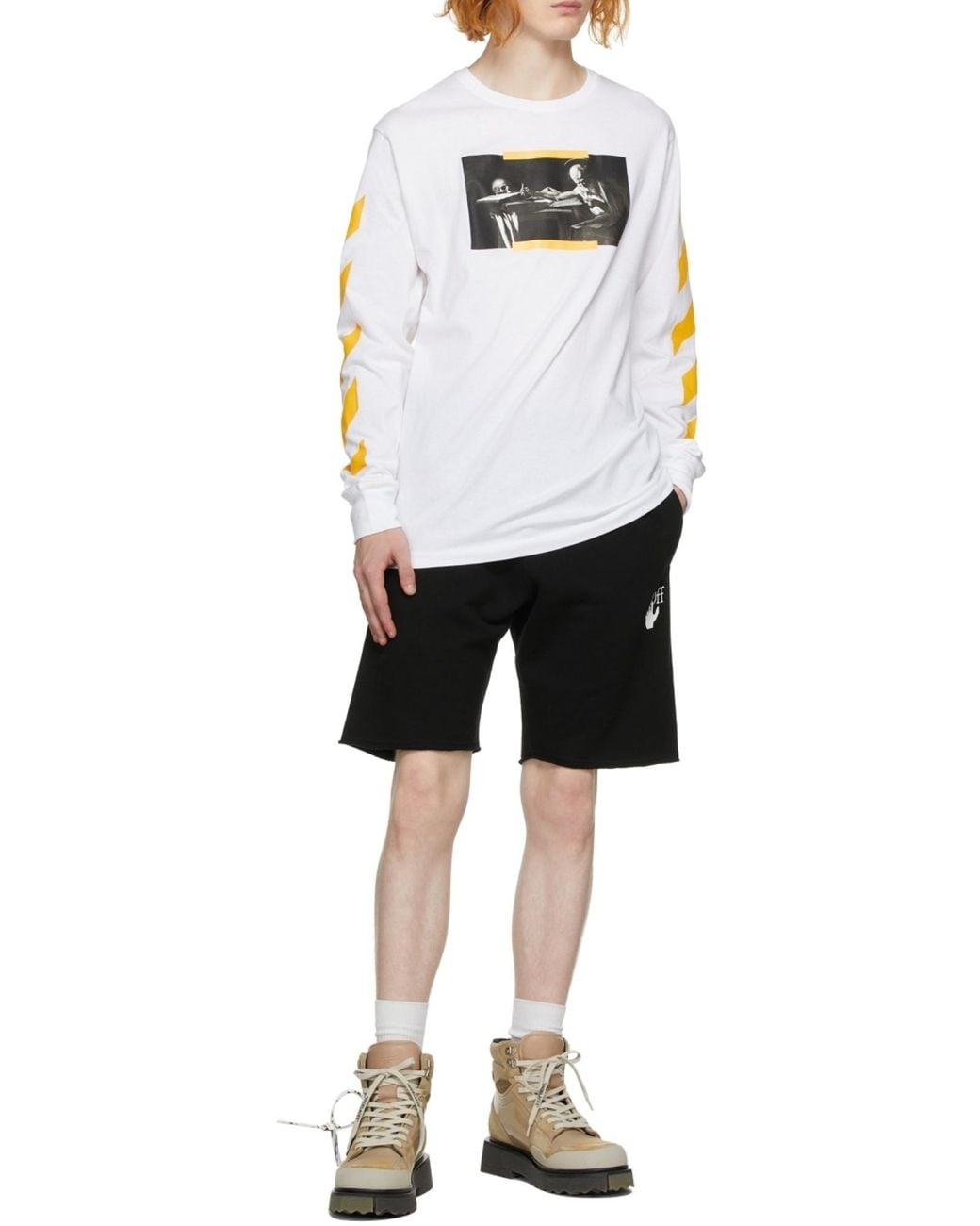 Off-White c/o Virgil Abloh White Caravaggio Painting Printed Crewneck T-Shirt for men