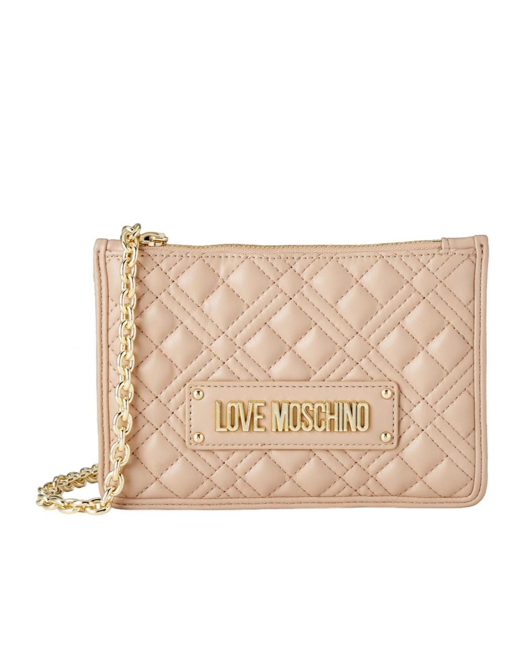 Moschino Natural Zippered Shoulder Bag