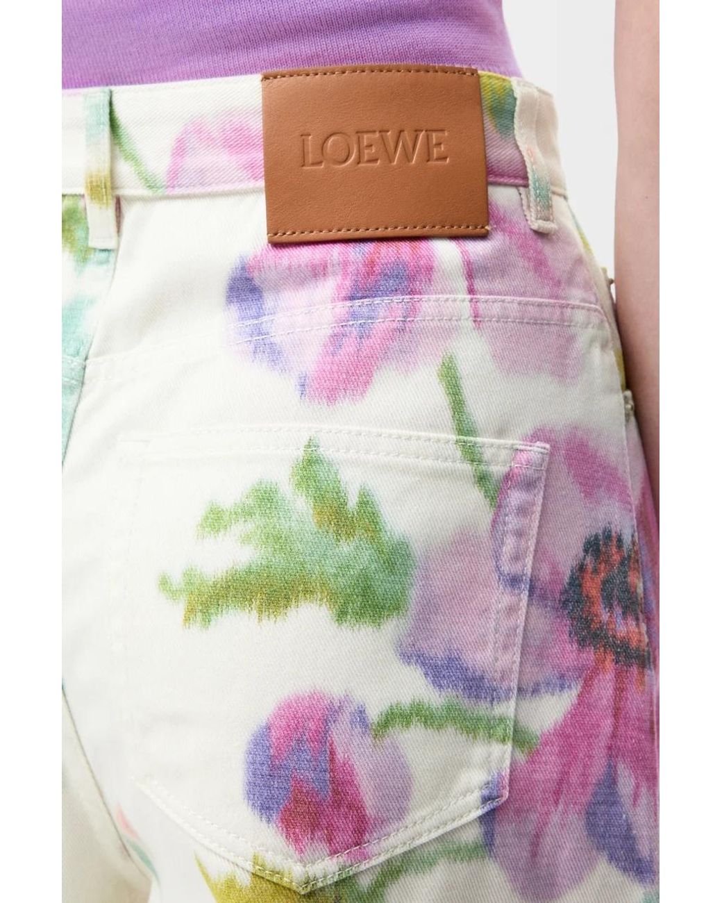 Loewe White Floral Printed Wide-Leg Jeans