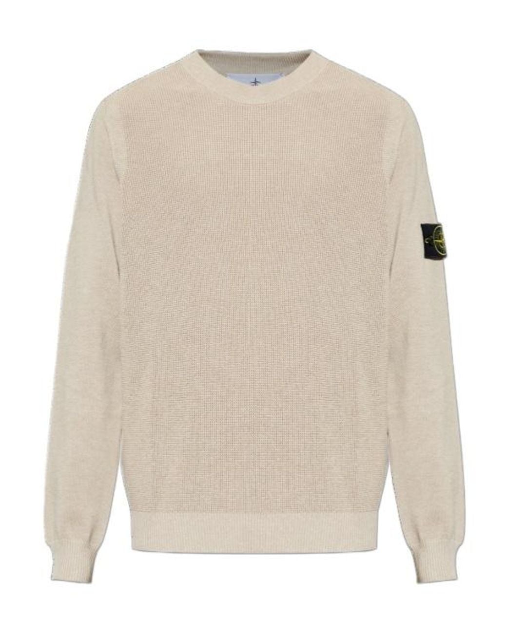 Stone Island White Logo Patch Crewneck Jumper for men