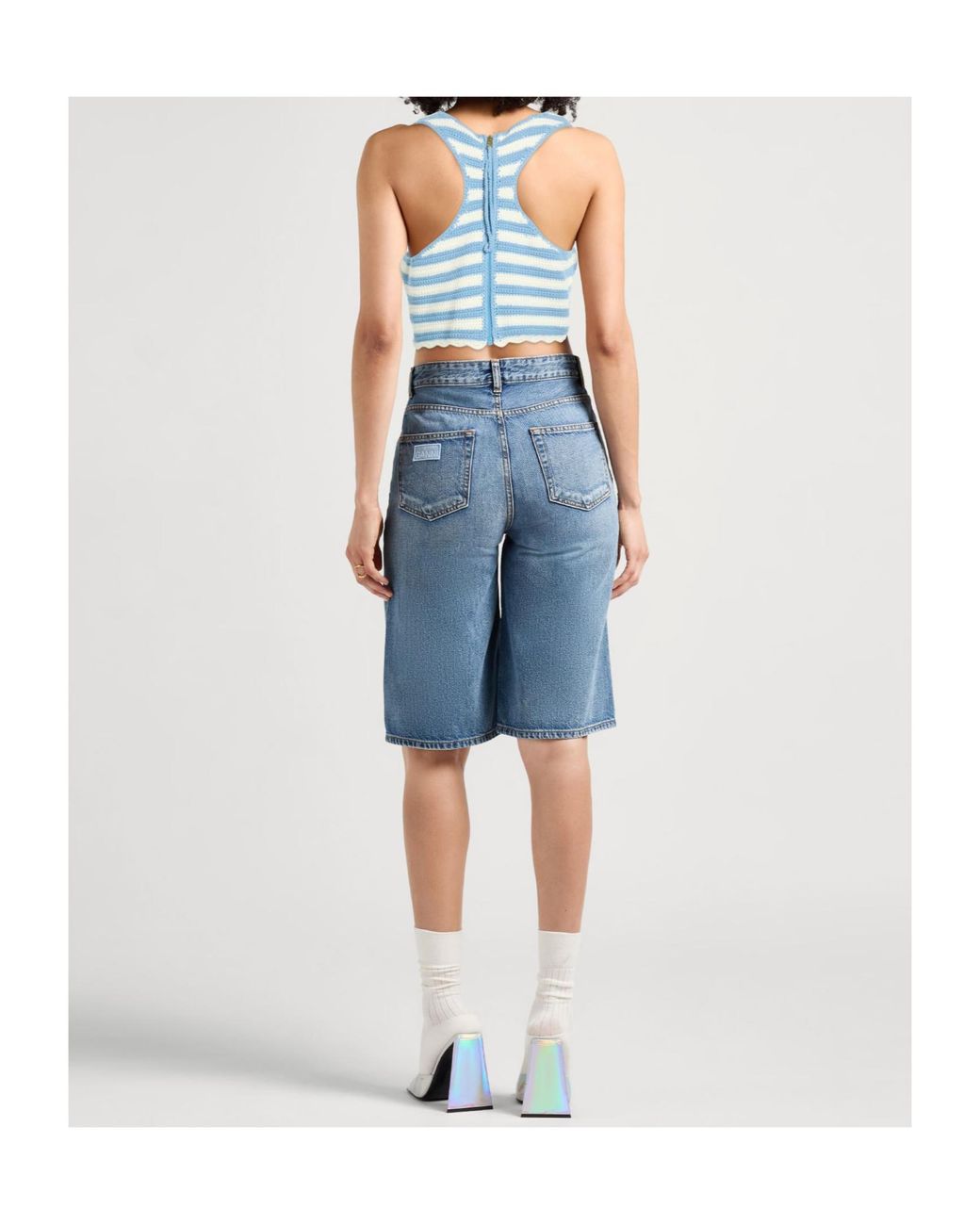 Ganni Blue Crochet Vest