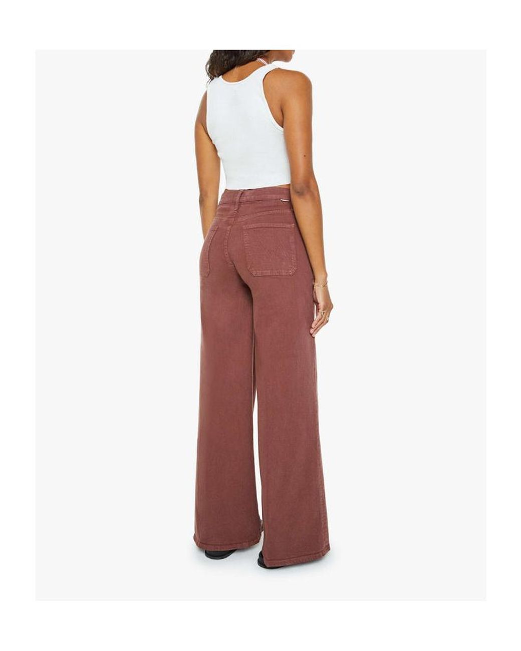 Mother Red Patch Pocket Wide-Leg Jeans