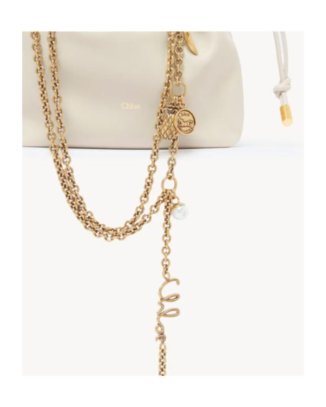 Chloé White Chloé Icons Mini Drawstring Shoulder Bag