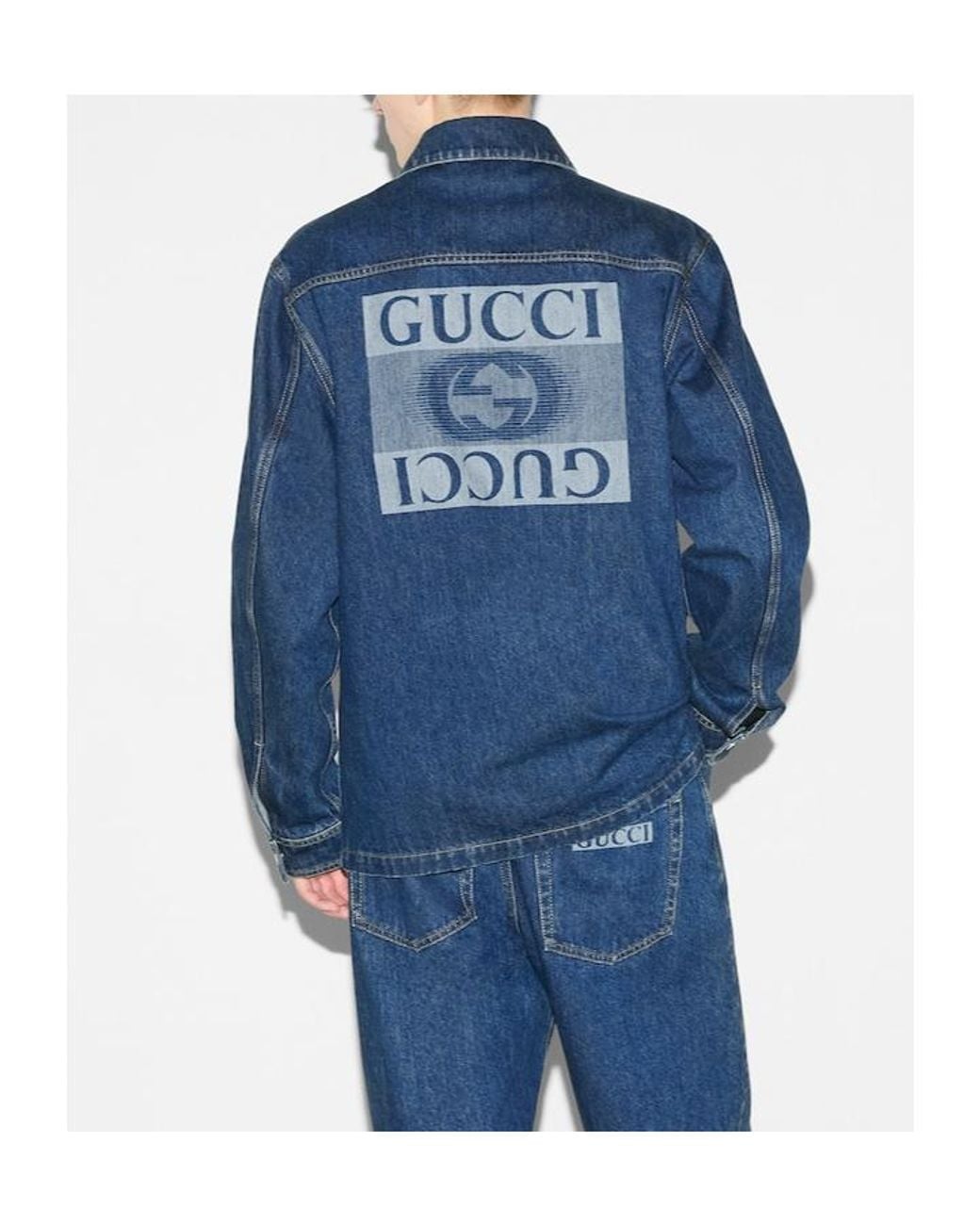 Gucci Blue Collared Button-Up Jacket for men
