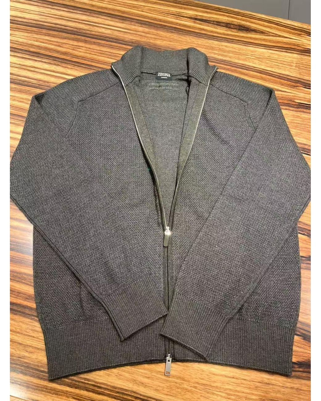 Zegna Brown Dark And Dark Cashseta Full Zip Cardigan for men