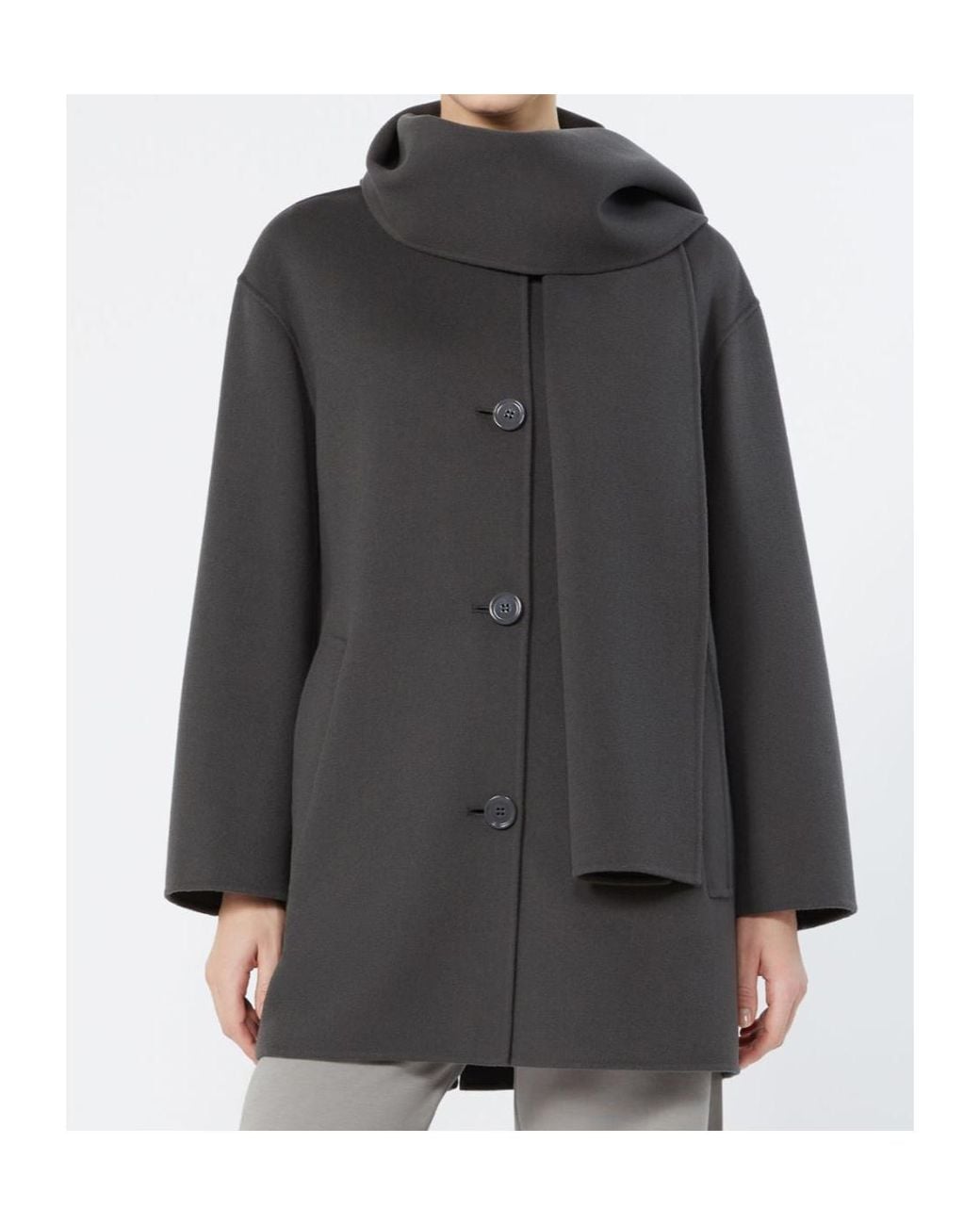 Max Mara Gray 'S Scarf Detailed Single Breasted Coat