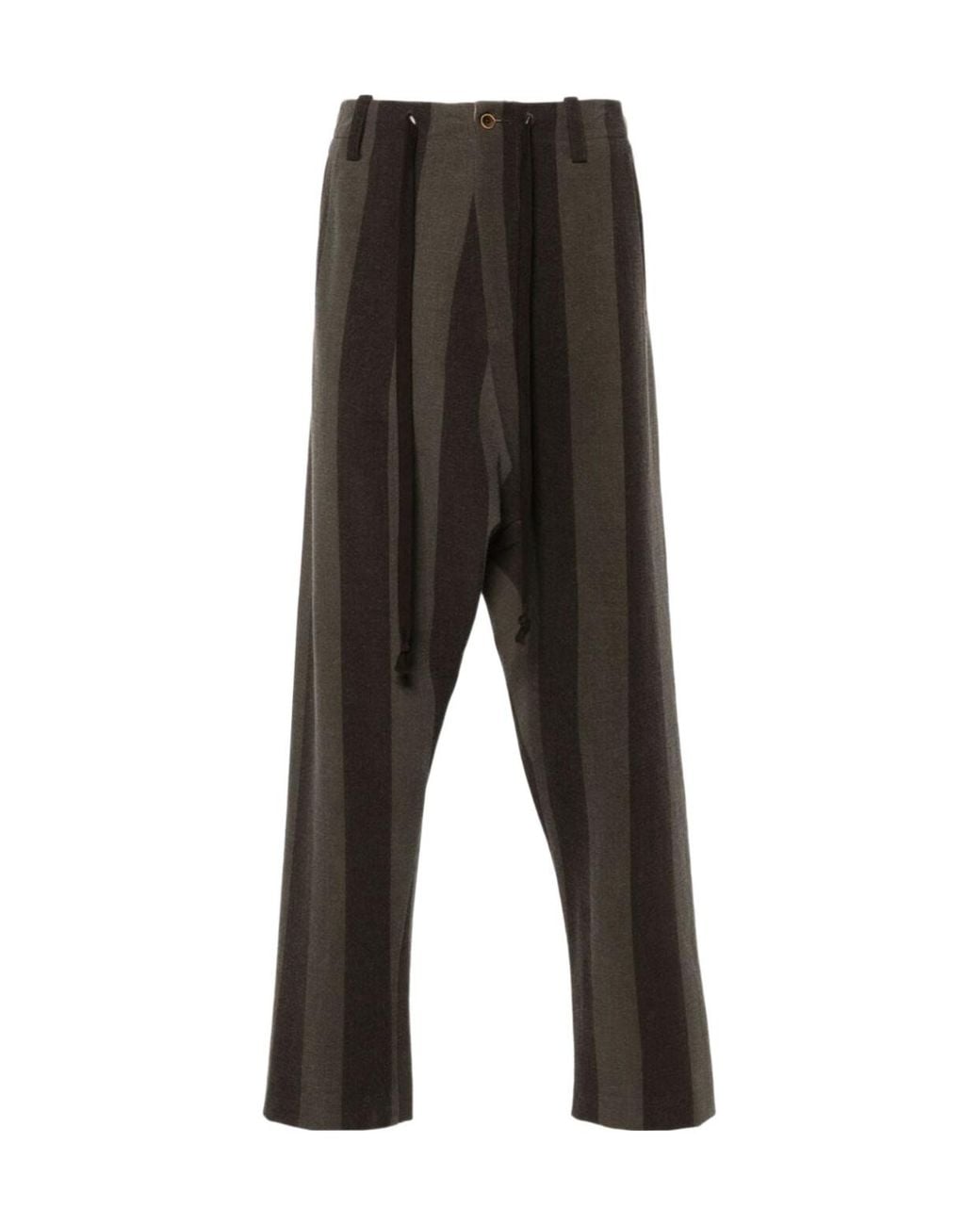 Uma Wang Black Tapered Leg Striped Trousers for men