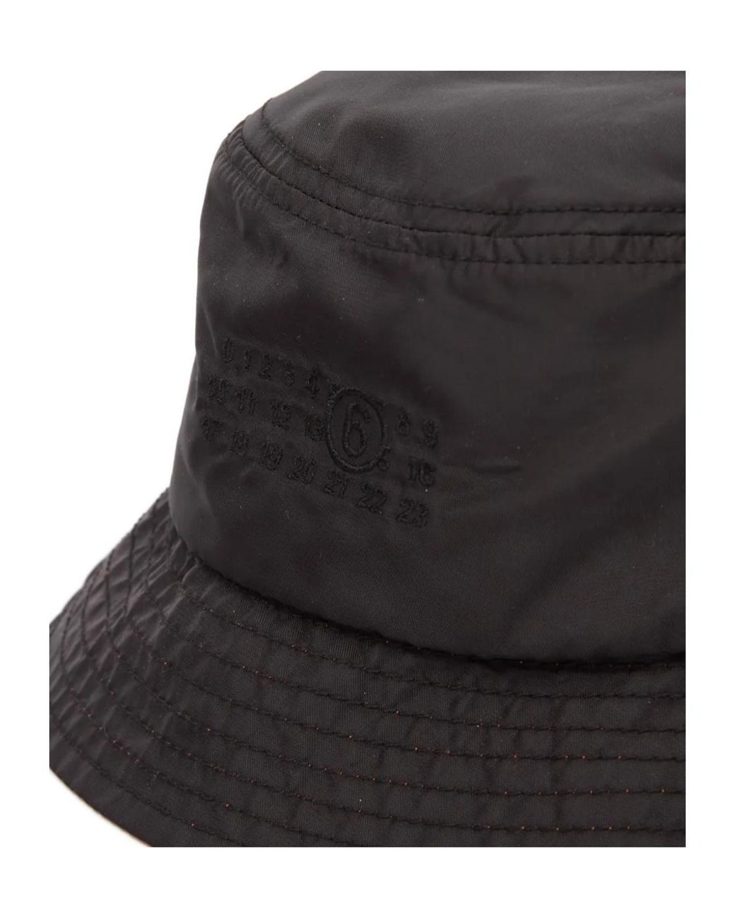 MM6 by Maison Margiela Black Embroidered Bucket Hat for men