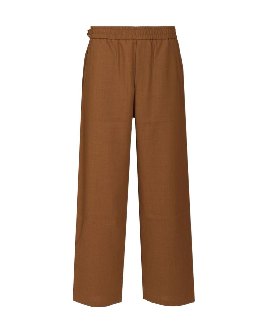 AMI Brown Elastic-Waist Trousers for men