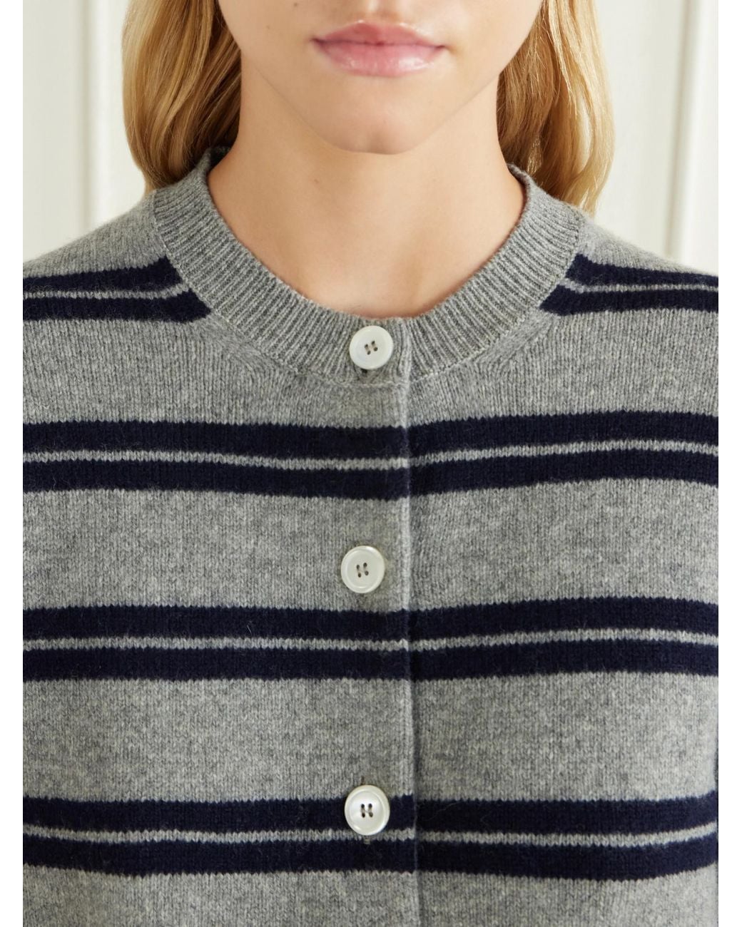 &Daughter Gray Ada Striped Wool Cardigan